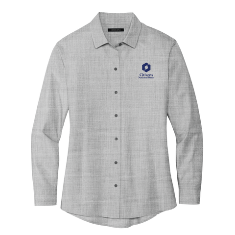NEW! Ladies' Mercer+Mettle Long Sleeve Stretch Shirt - Gusty Grey End on End