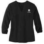 NEW! Ladies' Mercer+Mettle Stretch Crepe 3/4-Sleeve Blouse - Deep Black