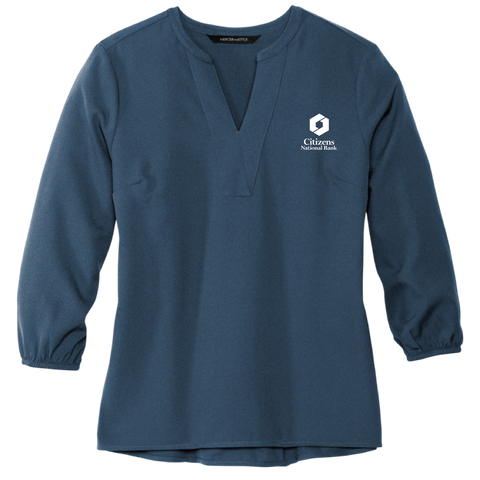 NEW! Ladies' Mercer+Mettle Stretch Crepe 3/4-Sleeve Blouse - Insignia Blue