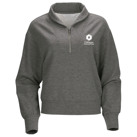 NEW! Ladies' Boxercraft Dream Crop Fleece 1/4-Zip - Black Heather