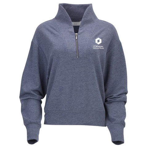 NEW! Ladies' Boxercraft Dream Crop Fleece 1/4-Zip - Navy Heather