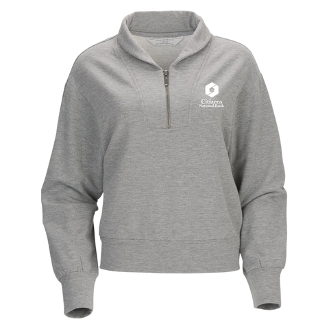 NEW! Ladies' Boxercraft Dream Crop Fleece 1/4-Zip - Oxford Heather