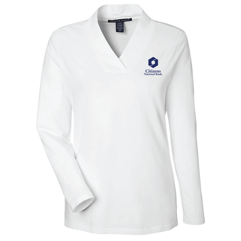 NEW! Ladies' Devon & Jones Raleigh Shawl Collar Top - White