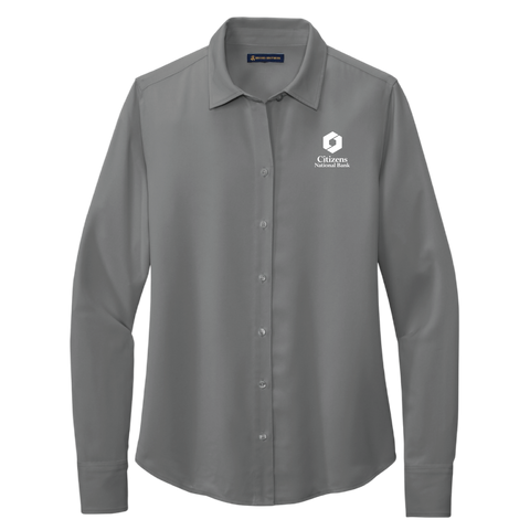 NEW! Ladies' Brooks Brothers Full-Button Satin Blouse - Shadow Grey