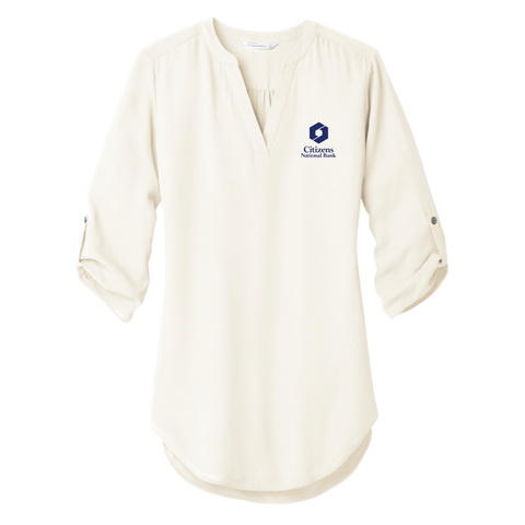 NEW! Ladies' 3/4-Sleeve Tunic Blouse - Ivory Chiffon