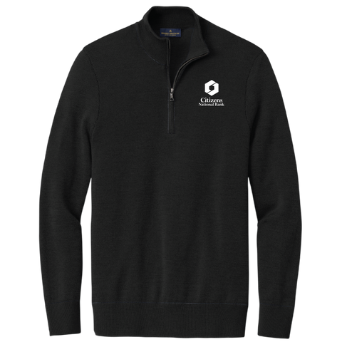 NEW! Men's Brooks Brothers Merino Birdseye 1/4-Zip - Deep Black