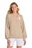 NEW! TravisMathew Women's Weekend V-Neck Top - Natural Heather