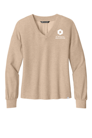 NEW! TravisMathew Women's Weekend V-Neck Top - Natural Heather