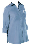 Ladies' 3/4-Sleeve Poplin Swing Shirt - Light Blue