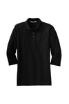 Ladies' Port Authority Silk Touch 3/4 Sleeve Polo - Black
