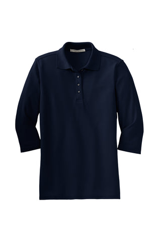Ladies' Port Authority Silk Touch 3/4 Sleeve Polo - Navy