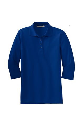 Ladies' Port Authority Silk Touch 3/4 Sleeve Polo - Royal