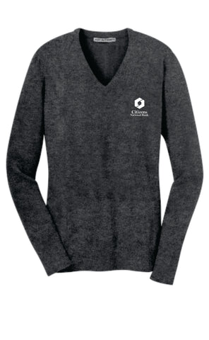 Ladies' V-Neck Sweater - Charcoal Heather